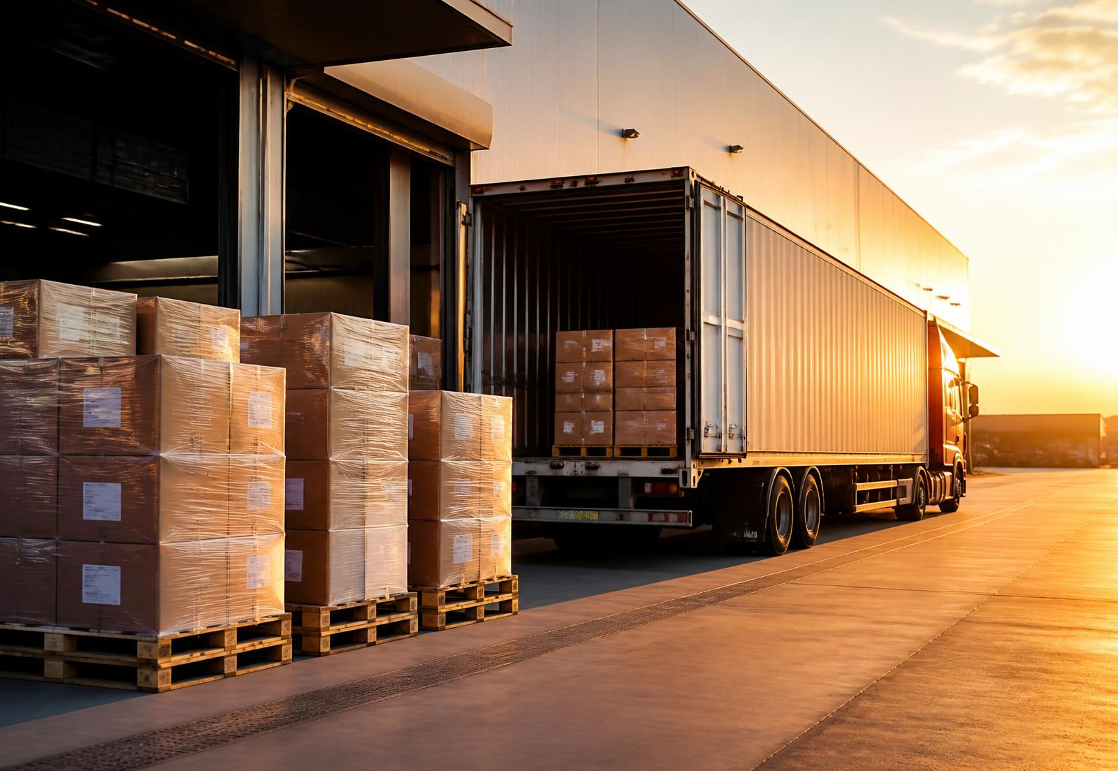 Loading dock with palletized inventory and outbound trailer